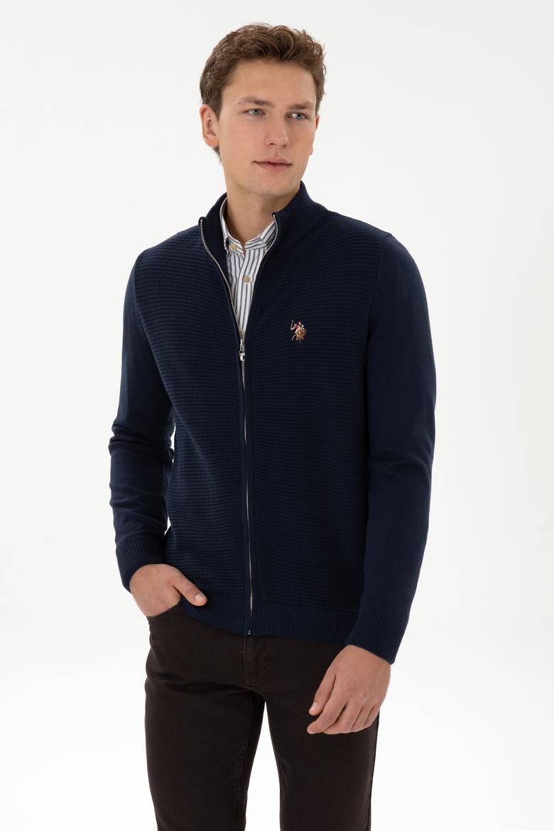 Erkek Lacivert Basic Triko Hırka