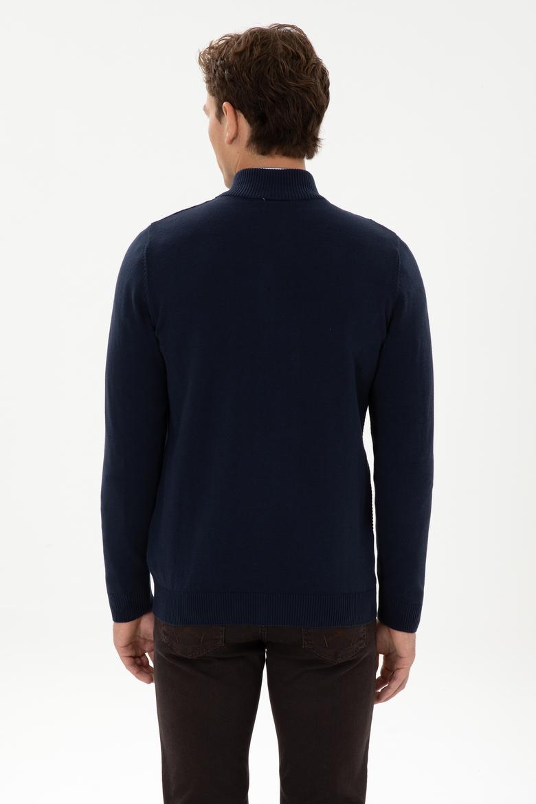 Erkek Lacivert Basic Triko Hırka - 50317151006