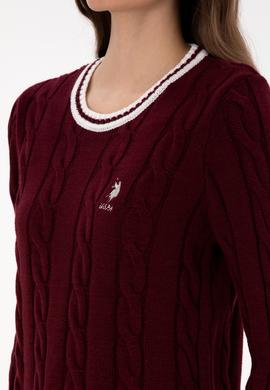 Kadın Bordo Bisiklet Yaka Kazak - 50317182005