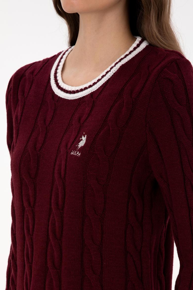 Kadın Bordo Bisiklet Yaka Kazak - 50317182005