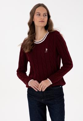 Kadın Bordo Bisiklet Yaka Kazak - 50317182005