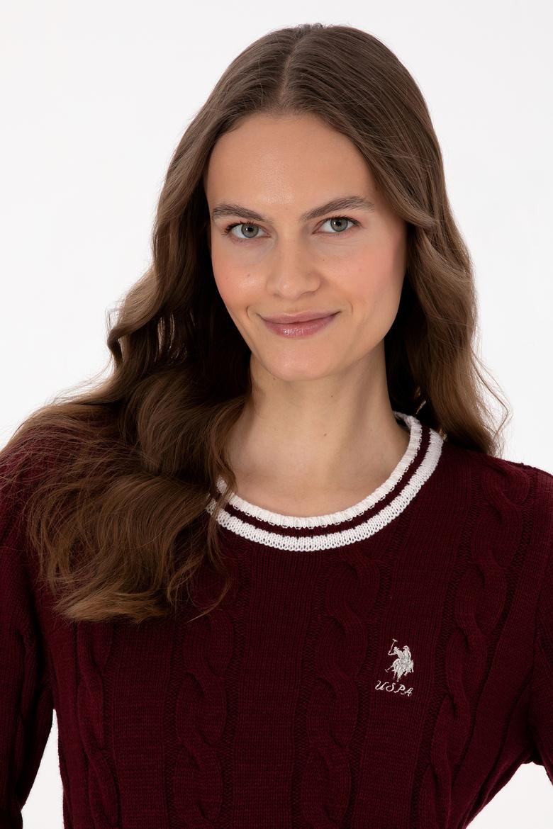 Kadın Bordo Bisiklet Yaka Kazak - 50317182005