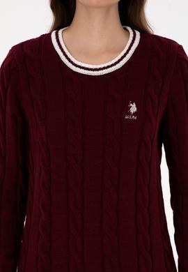 Kadın Bordo Bisiklet Yaka Kazak - 50317182005