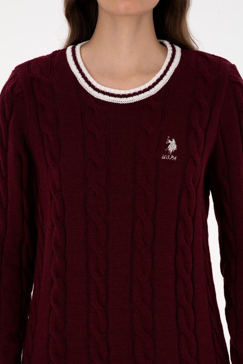 Kadın Bordo Bisiklet Yaka Kazak - 50317182005