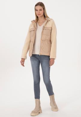 Kadın Ekru Deri Ceket - 50317362010