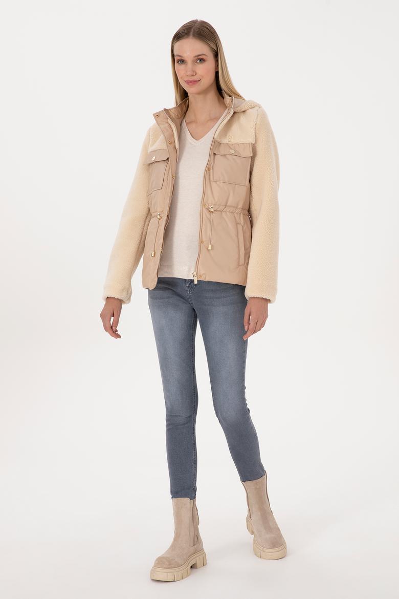 Kadın Ekru Deri Ceket - 50317362010