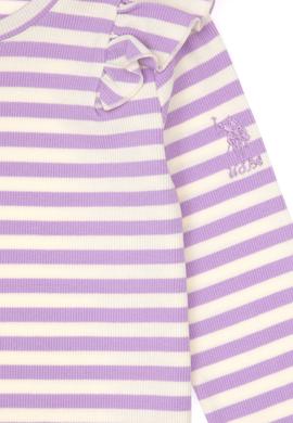Kız Çocuk Lila Çizgili Bisiklet Yaka Sweatshirt - 50317983010