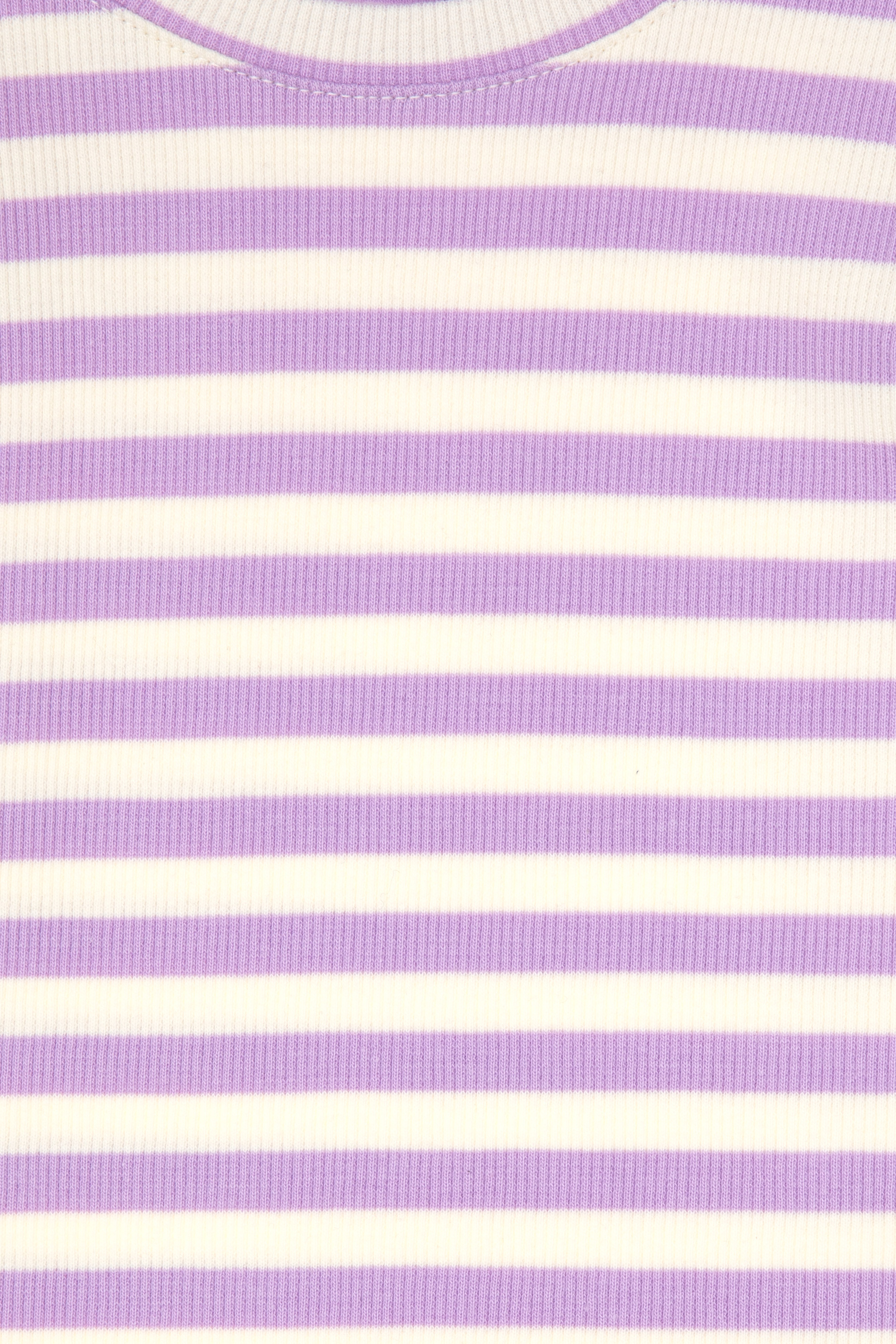 Kız Çocuk Lila Çizgili Bisiklet Yaka Sweatshirt - Image 7