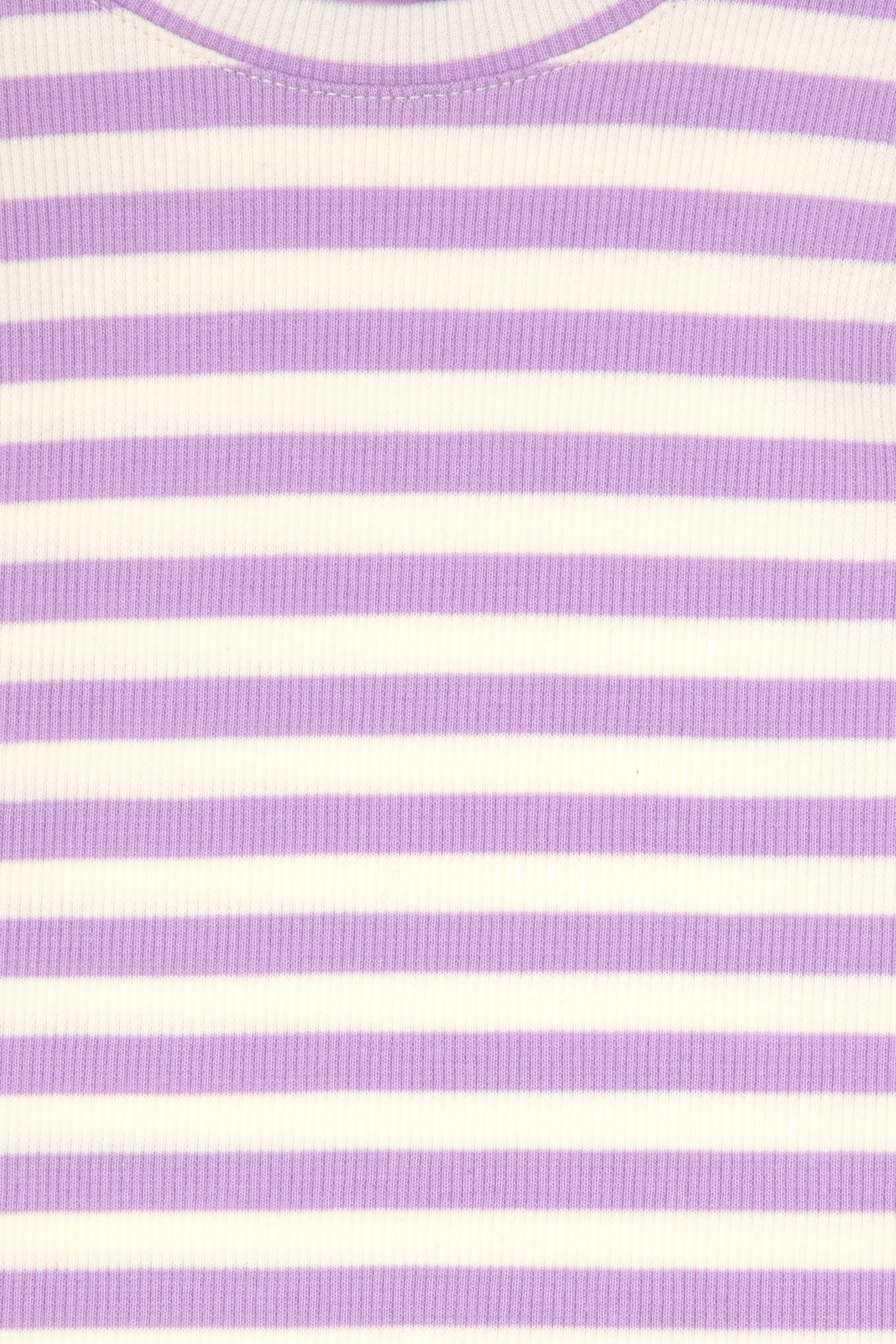 Kız Çocuk Lila Çizgili Bisiklet Yaka Sweatshirt