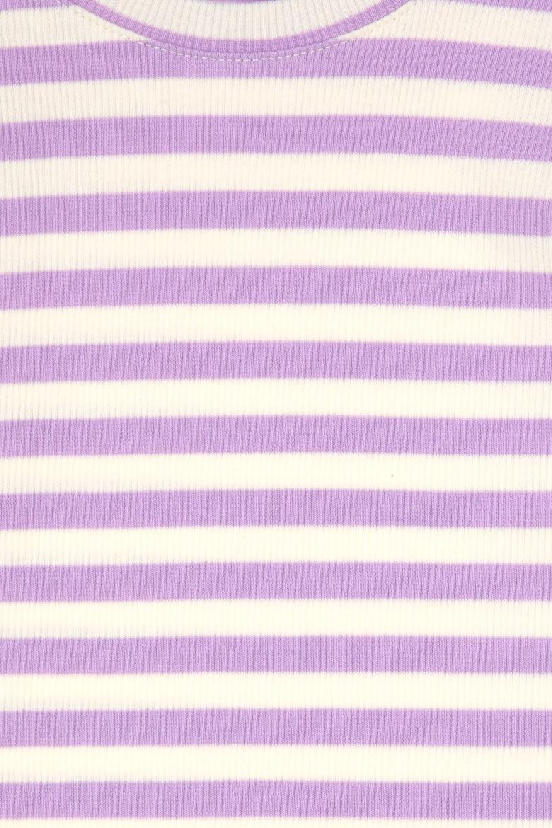 Kız Çocuk Lila Çizgili Bisiklet Yaka Sweatshirt - 50317983010