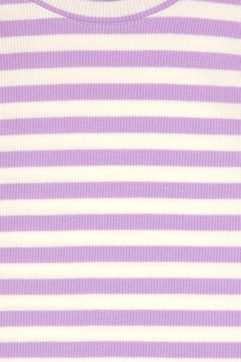 Kız Çocuk Lila Çizgili Bisiklet Yaka Sweatshirt