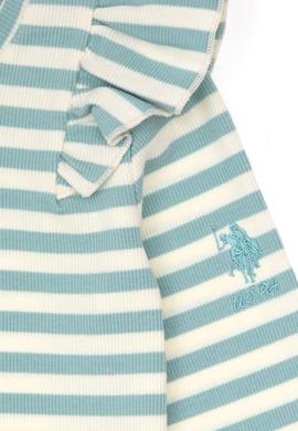 Kız Çocuk Mint Çizgili Bisiklet Yaka Sweatshirt - 50317983030