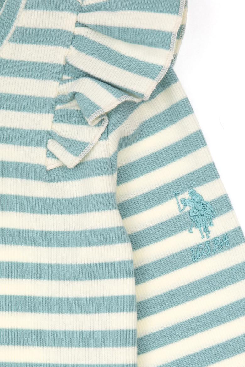 Kız Çocuk Mint Çizgili Bisiklet Yaka Sweatshirt - 50317983030