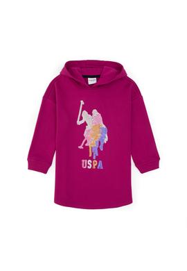 Kız Çocuk Fuşya Kapüşonlu Örme Elbise - 50318811010