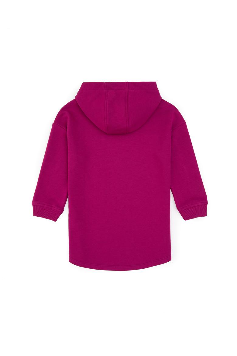 Kız Çocuk Fuşya Kapüşonlu Örme Elbise - 50318811010