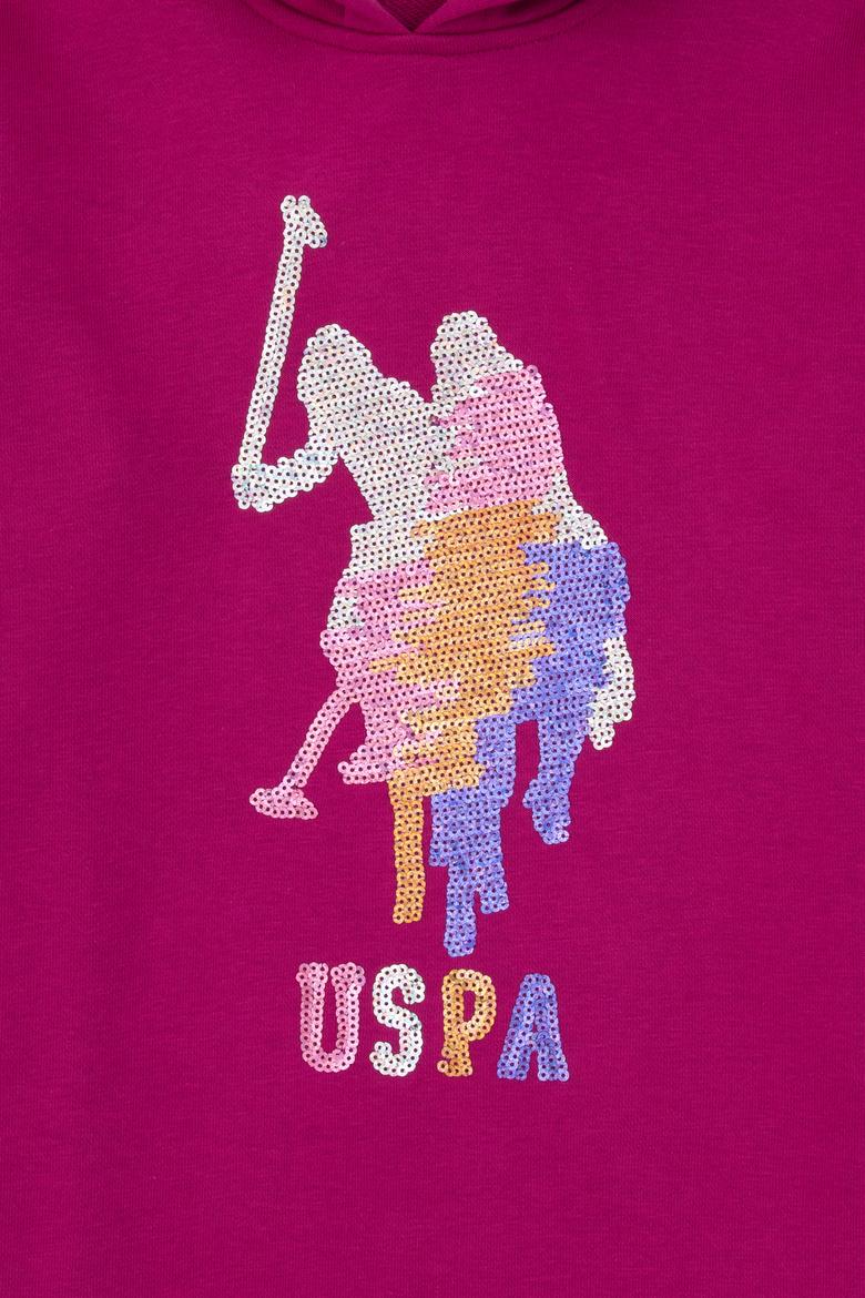 Kız Çocuk Fuşya Kapüşonlu Örme Elbise - 50318811010