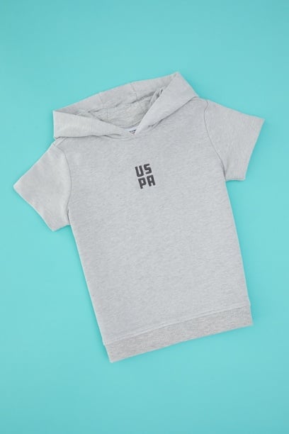 Erkek Çocuk Gri Melanj Kapüşonlu Sweatshirt