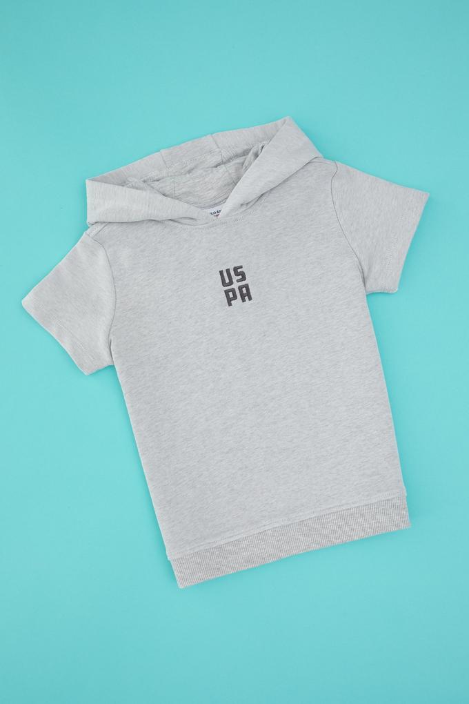 Erkek Çocuk Gri Melanj Kapüşonlu Sweatshirt