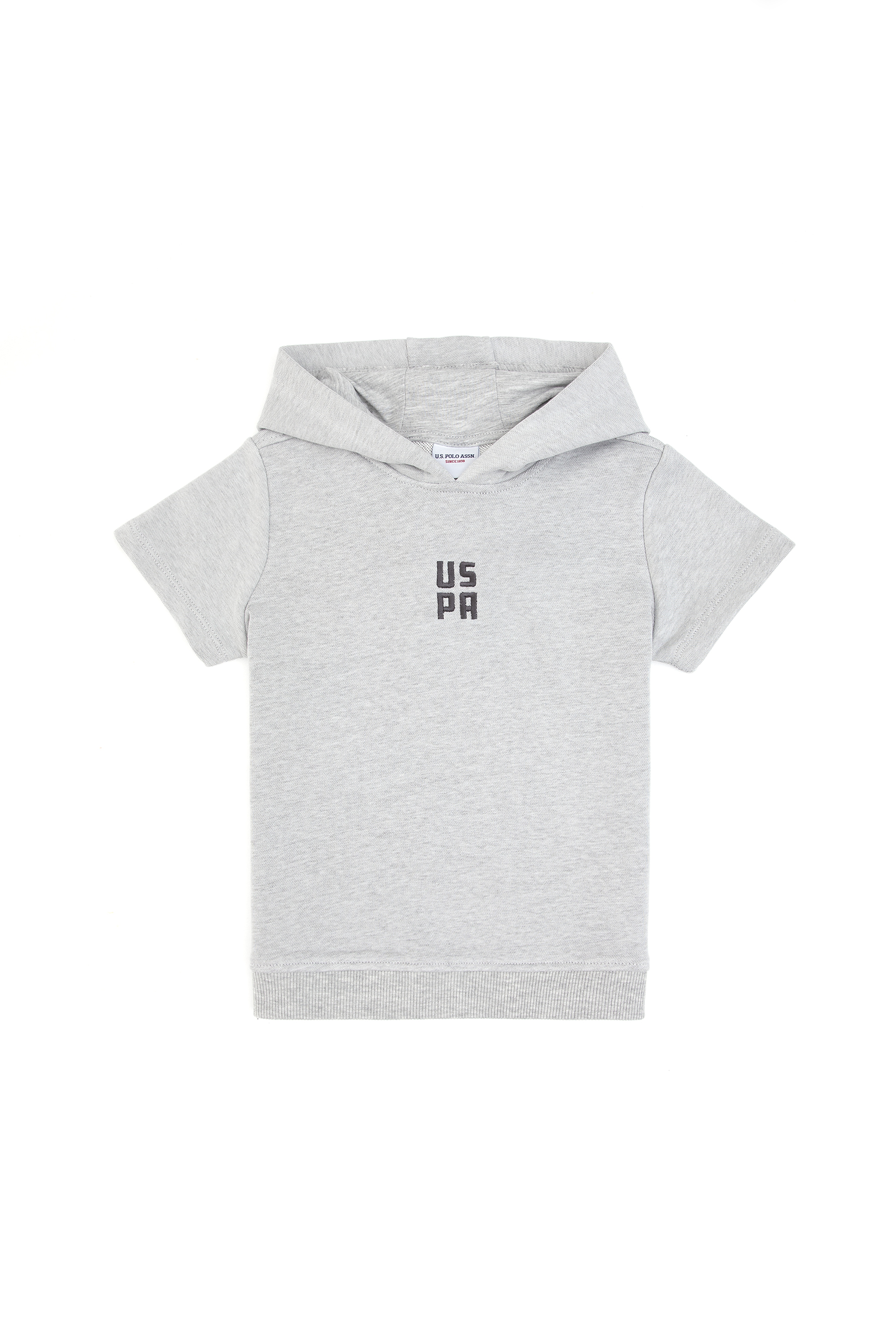 Erkek Çocuk Gri Melanj Kapüşonlu Sweatshirt - Image 2