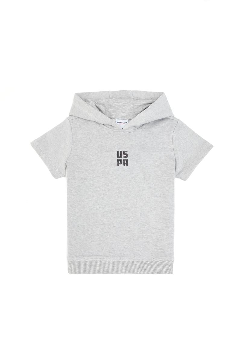 Erkek Çocuk Gri Melanj Kapüşonlu Sweatshirt