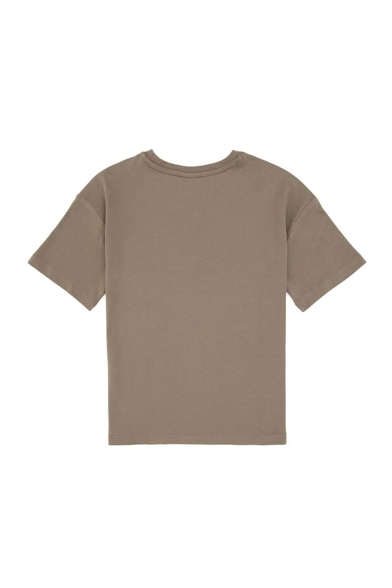 Erkek Çocuk Haki Bisiklet Yaka Tişört - 50325176013