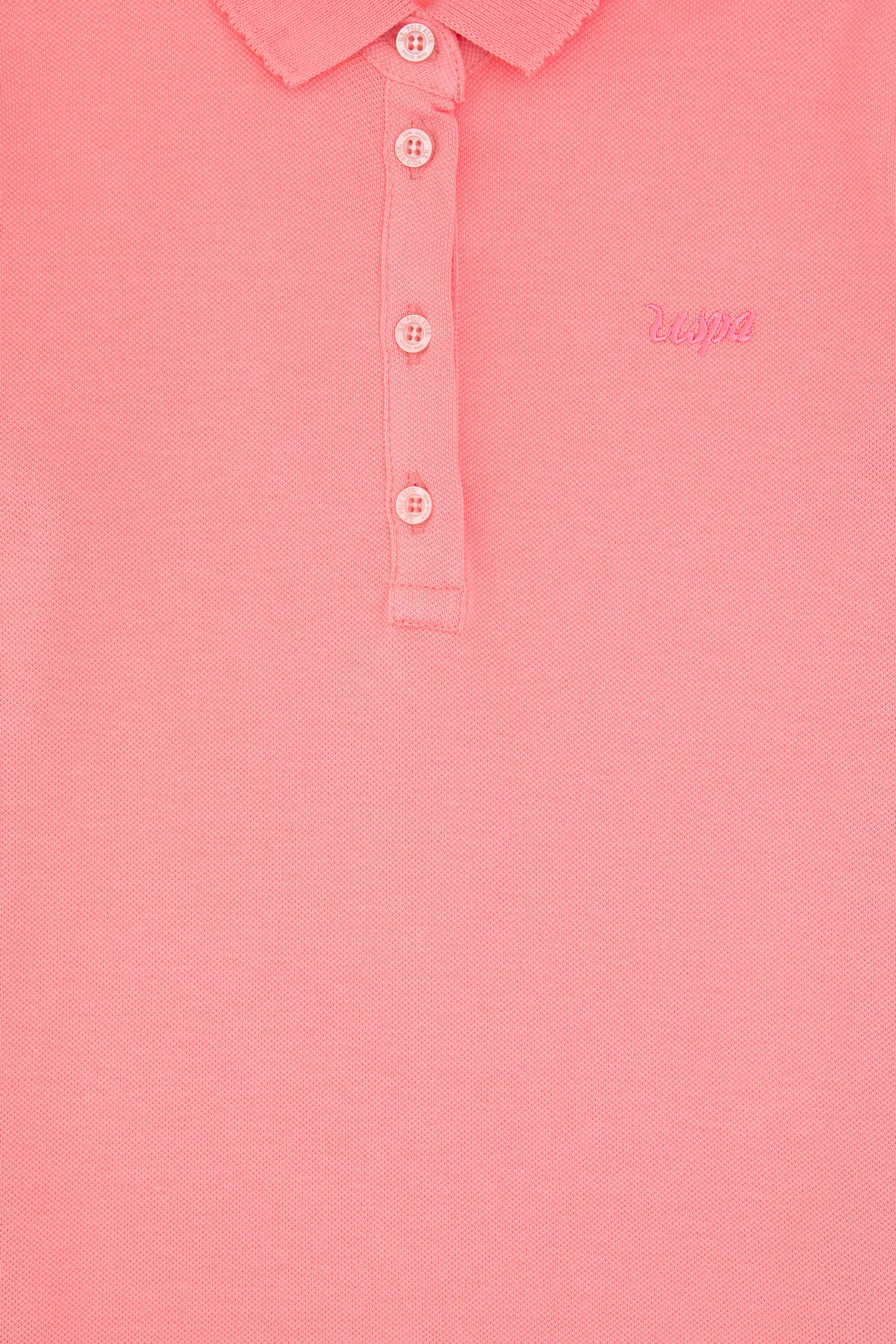 Kız Çocuk Pembe Polo Yaka Basic Tişört - Image 5