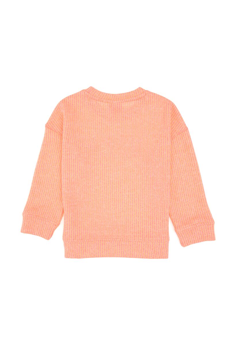 Kız Çocuk Neon Pembe Bisiklet Yaka Sweatshirt