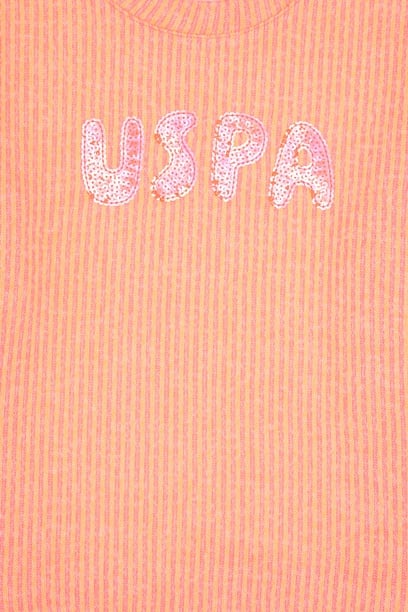 Kız Çocuk Neon Pembe Bisiklet Yaka Sweatshirt