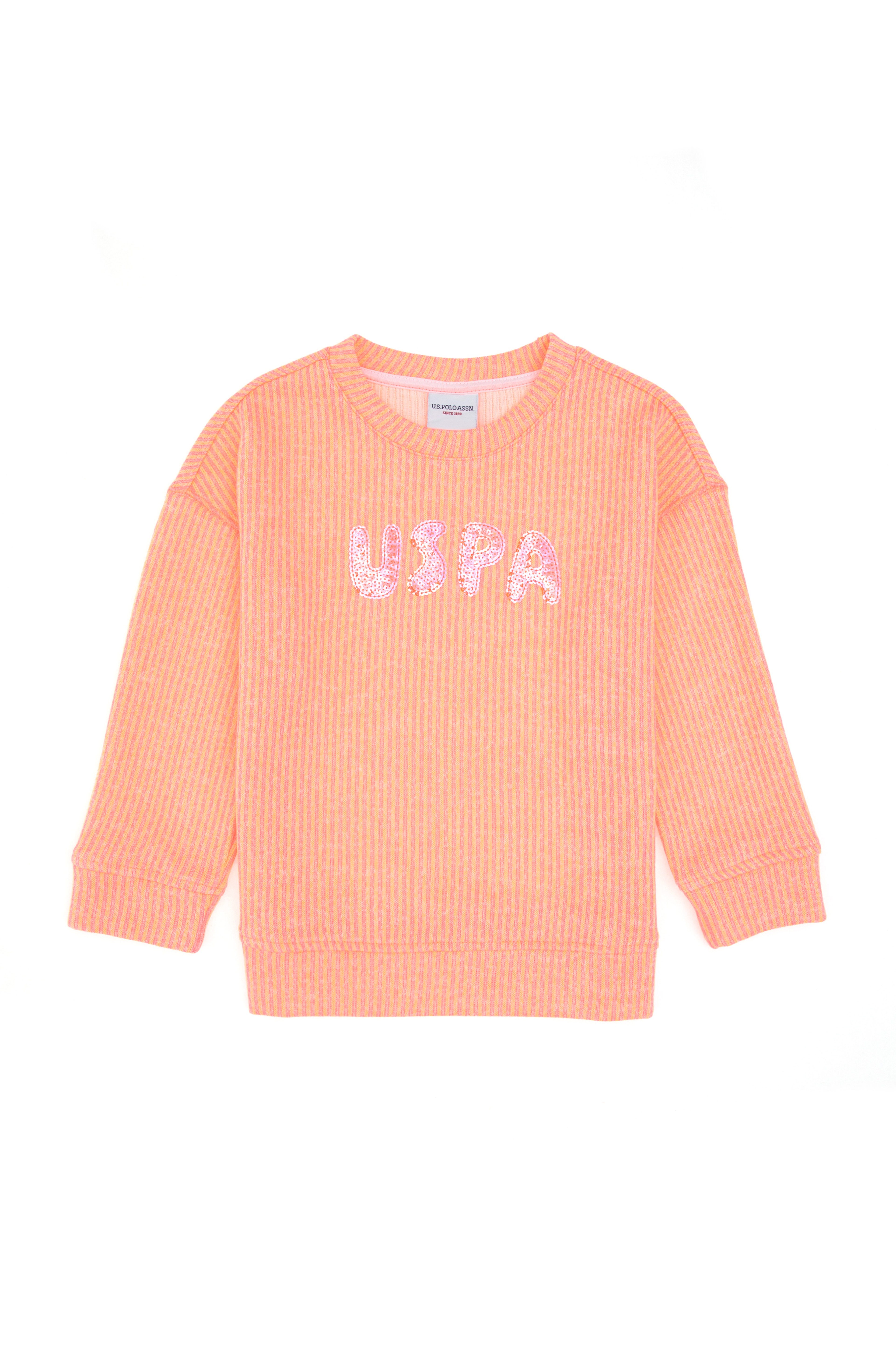 Kız Çocuk Neon Pembe Bisiklet Yaka Sweatshirt
