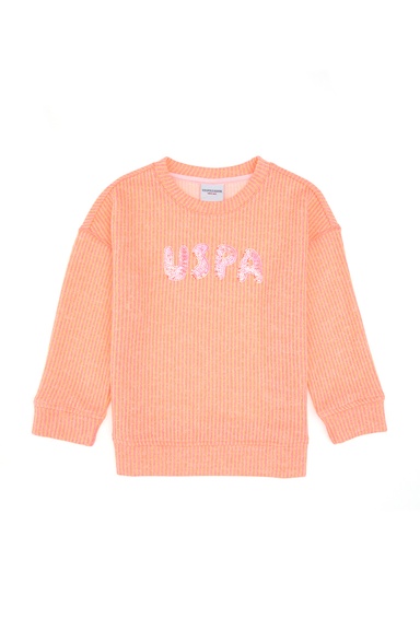 Kız Çocuk Neon Pembe Bisiklet Yaka Sweatshirt