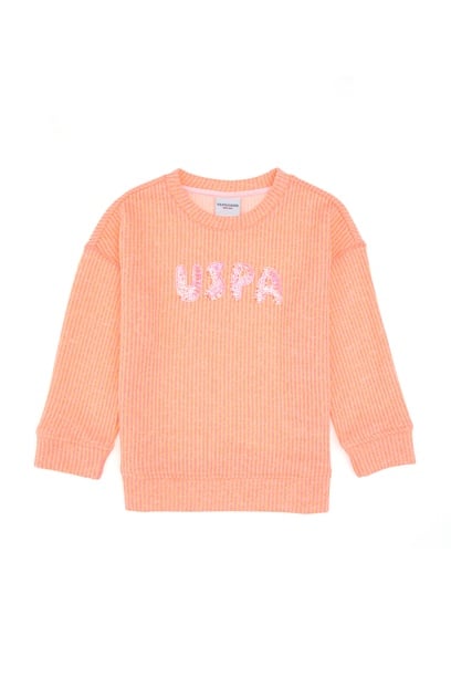 Kız Çocuk Neon Pembe Bisiklet Yaka Sweatshirt