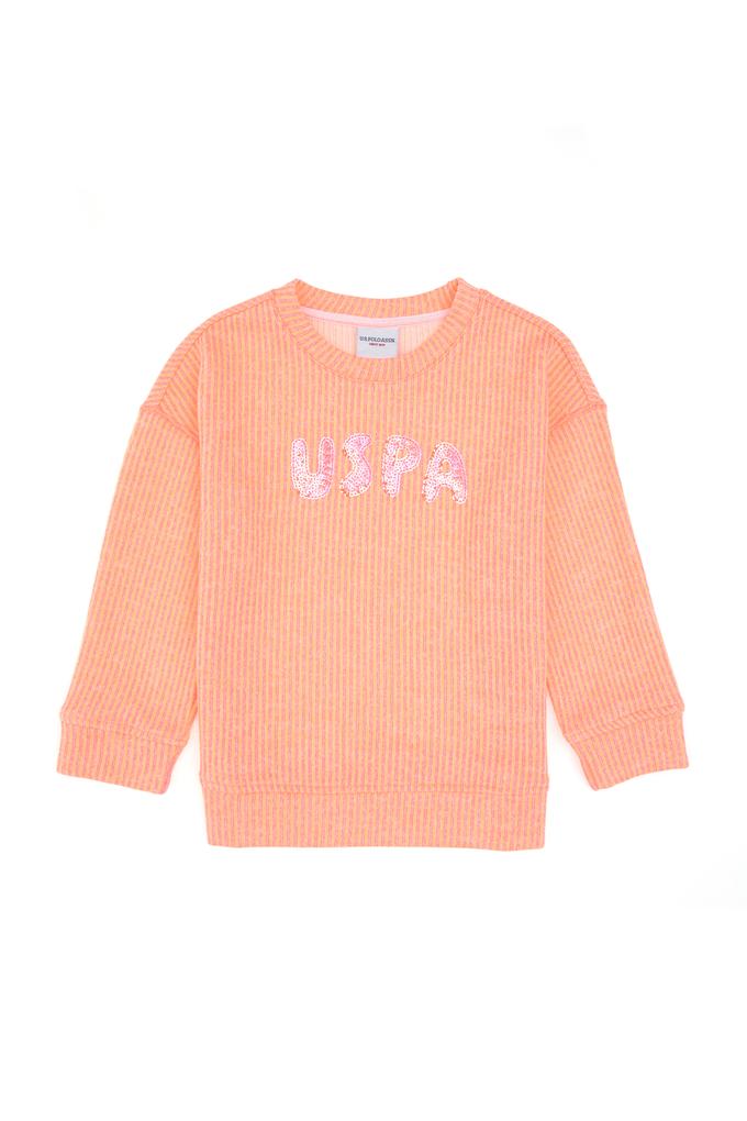 Kız Çocuk Neon Pembe Bisiklet Yaka Sweatshirt