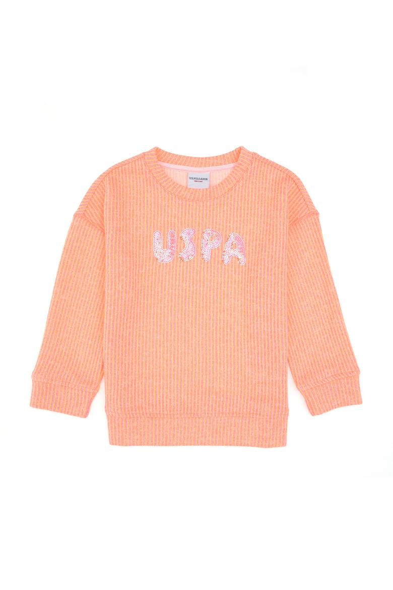 Kız Çocuk Neon Pembe Bisiklet Yaka Sweatshirt