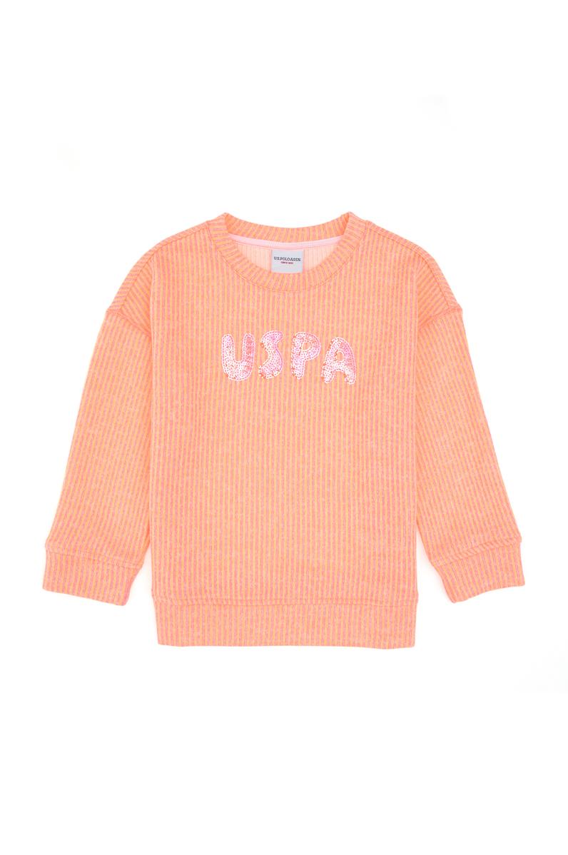 Kız Çocuk Neon Pembe Bisiklet Yaka Sweatshirt