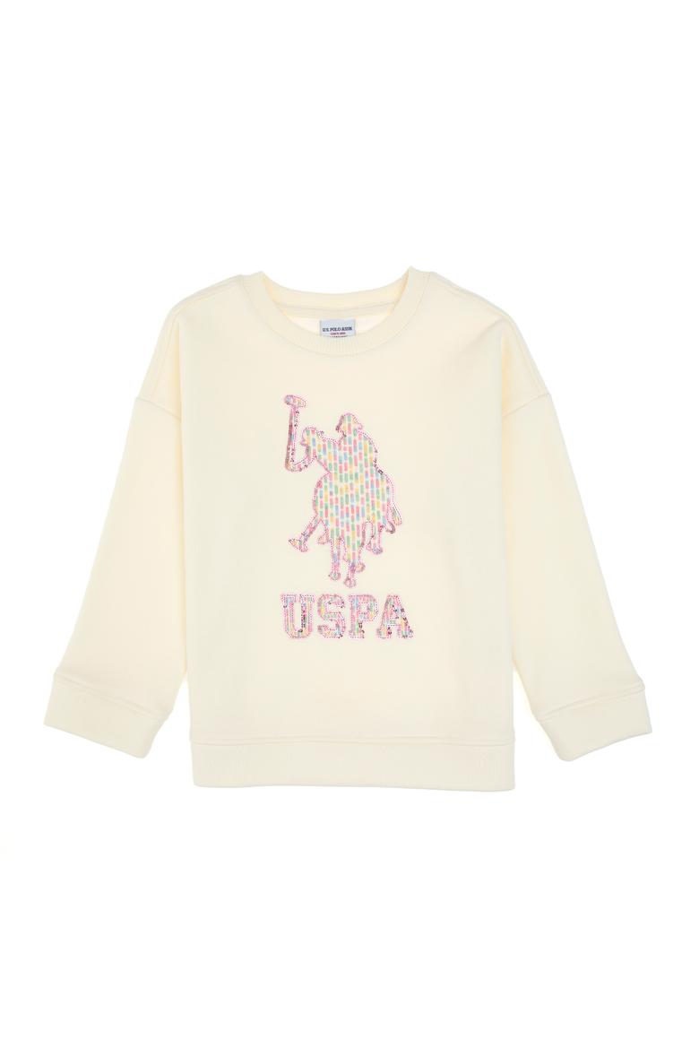 Kız Çocuk Krem Bisiklet Yaka Sweatshirt - 50315590015