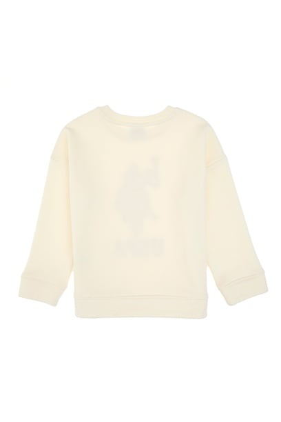 Kız Çocuk Krem Bisiklet Yaka Sweatshirt