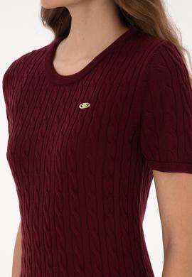 Kadın Bordo Triko Elbise - 50309538021