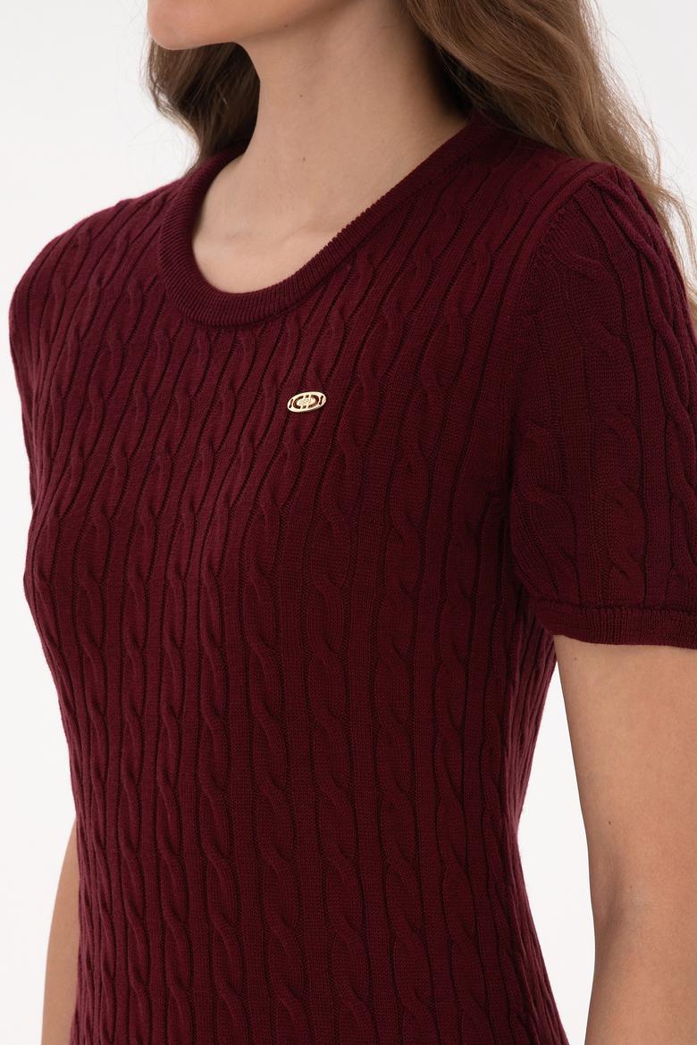 Kadın Bordo Triko Elbise - 50309538021