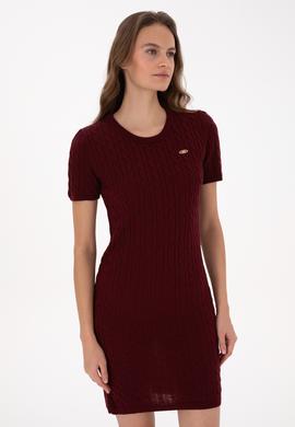 Kadın Bordo Triko Elbise - 50309538021