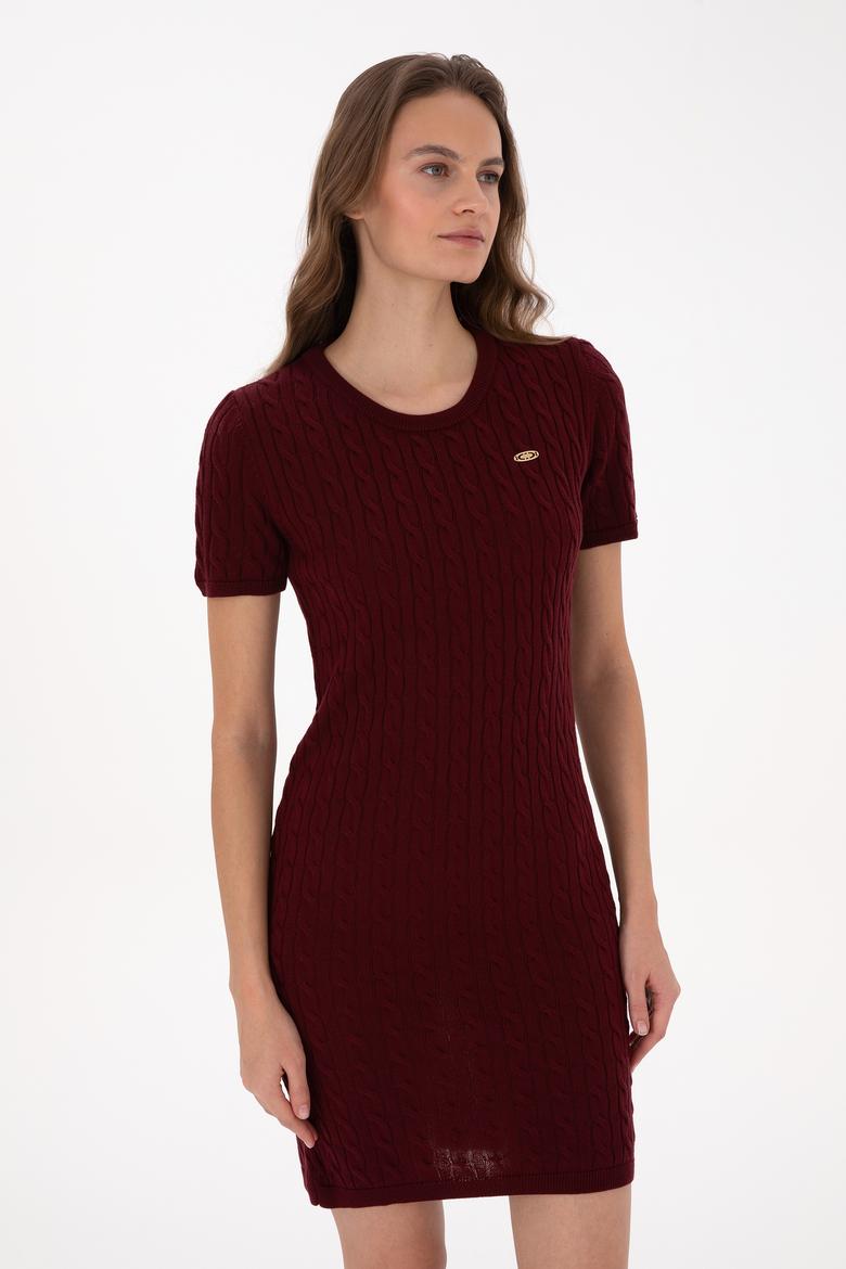 Kadın Bordo Triko Elbise - 50309538021
