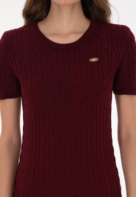 Kadın Bordo Triko Elbise - 50309538021