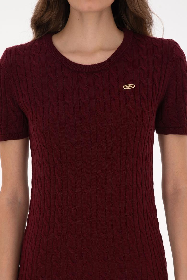 Kadın Bordo Triko Elbise - 50309538021