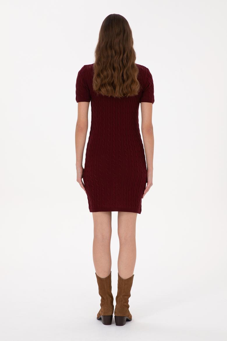 Kadın Bordo Triko Elbise - 50309538021