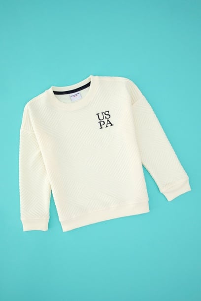 Erkek Çocuk Krem Dik Yaka Sweatshirt