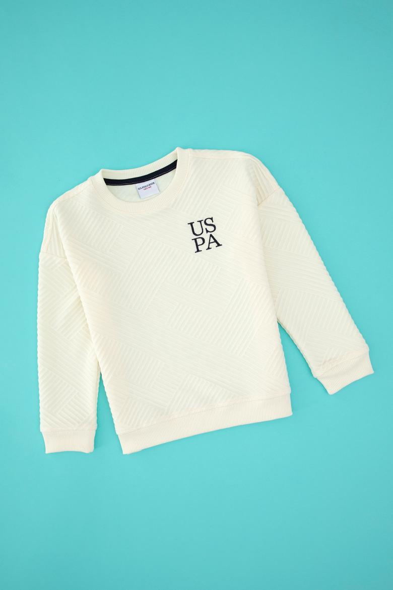 Erkek Çocuk Krem Dik Yaka Sweatshirt