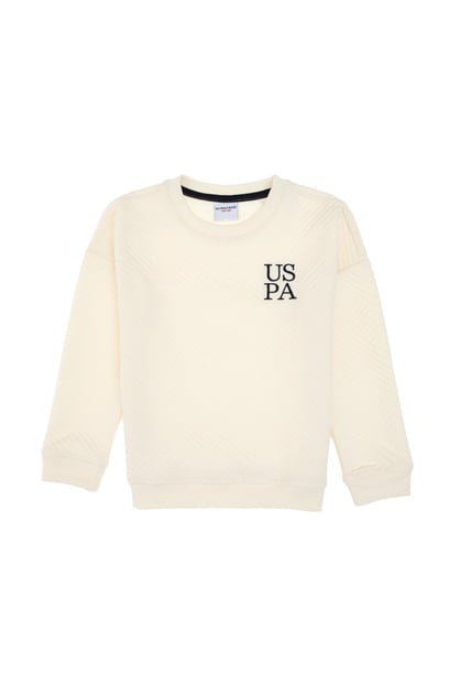 Erkek Çocuk Krem Dik Yaka Sweatshirt