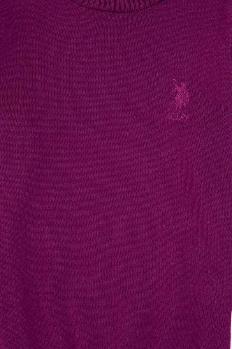 Kız Çocuk Menekşe Bisiklet Yaka Basic Kazak