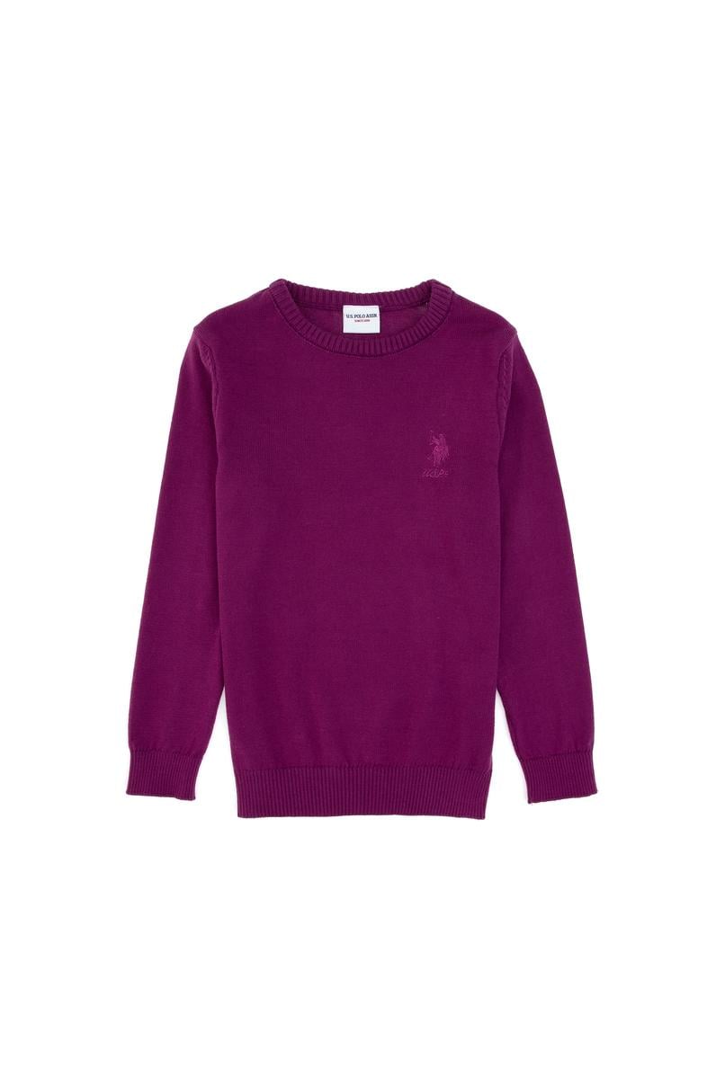 Kız Çocuk Menekşe Bisiklet Yaka Basic Kazak