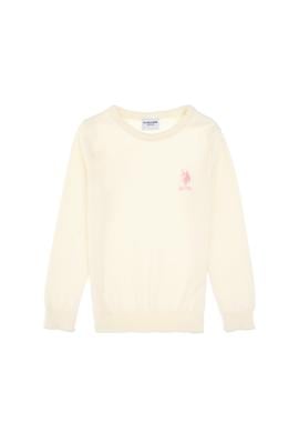 Kız Çocuk Krem Bisiklet Yaka Basic Kazak - 50313081062