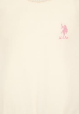 Kız Çocuk Krem Bisiklet Yaka Basic Kazak - 50313081062